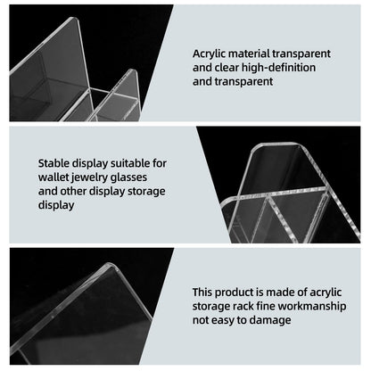 Acrylic Wallet Display Stand Purse Handbag Organizer, Clear Jewelry Riser Display Stand Purse Display Rack, Acrylic Display Shelf for Cosmetic Perfume Jewelry Sunglasses Handbag (2 PCS-4 Tier)