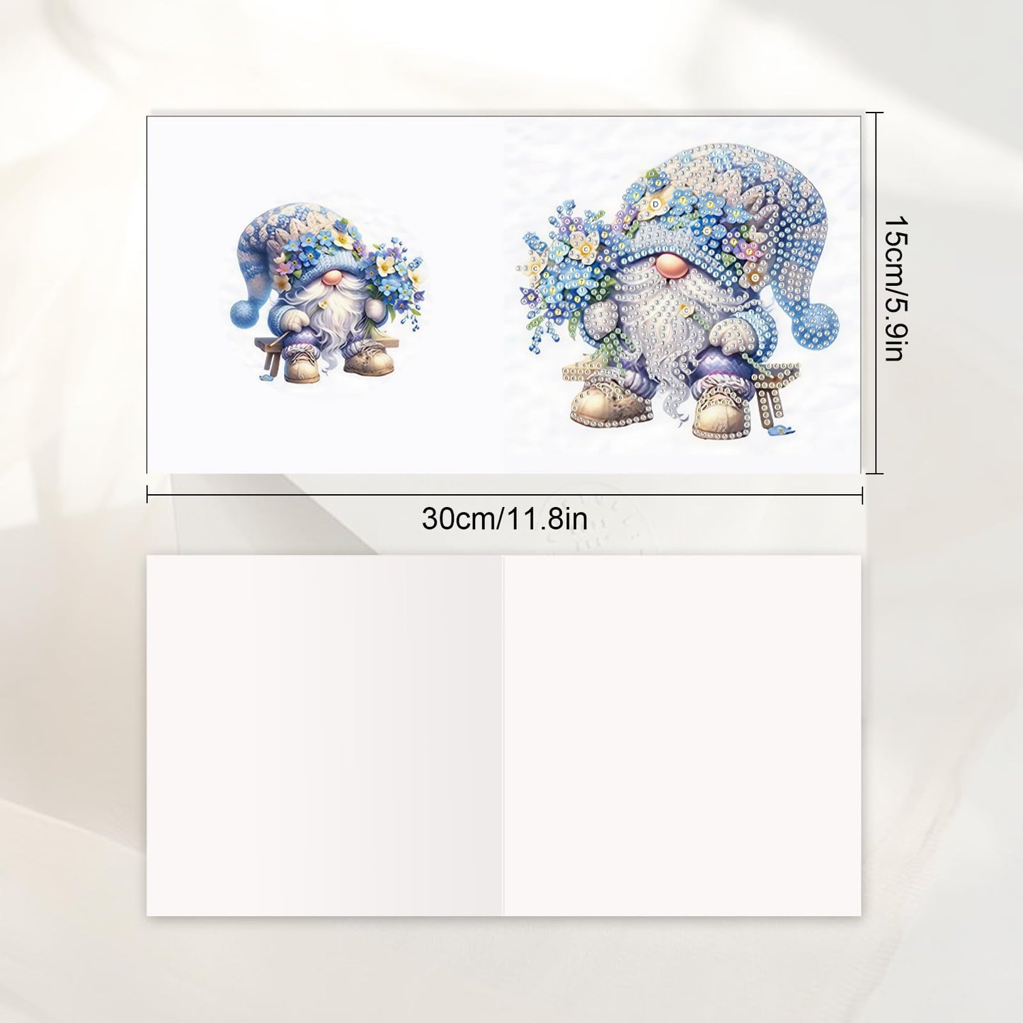 JISHSHAY 6 PCS Gnome Diamond Painting Greeting Cards Flower Diamond Art Birthday Cards with Envelopes Gem Painting Mosaic Kits for Adults, for Anniversary Valentine Thank You Graduation All Occasion