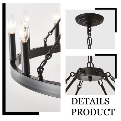 TESTOYS Modern Wagon Wheel Light Fixture 36-Light, 60-Inch Extra Large Farmhouse Chandelier for Entryway, Round Outdoor Chandeliers for Living Room Dining Room Foyer