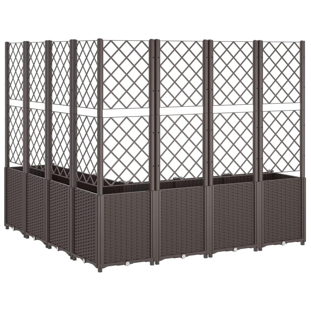 hliofuir Garden Planter with Trellis 63"x63"x55" Brown Modular Raised Planter Box UV Stable Polypropylene for Climbing Plants, Outdoor Garden Bed Patio Balcony