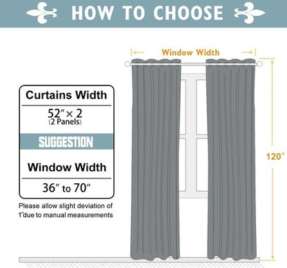 ChrisDowa Blackout Curtains - Thermal Insulated Grommet Panels Set | Light Grey, 52 x 120 Inches