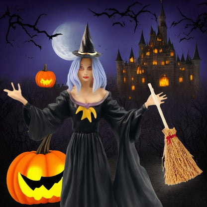 GXXMEI 50PCS/set Mini Witch Hat with Mini Broom Miniature Straw Brooms with Red Rope Plastic Witch Hats and Brooms for Halloween for Halloween Party Craft Witches Decoration Accessory
