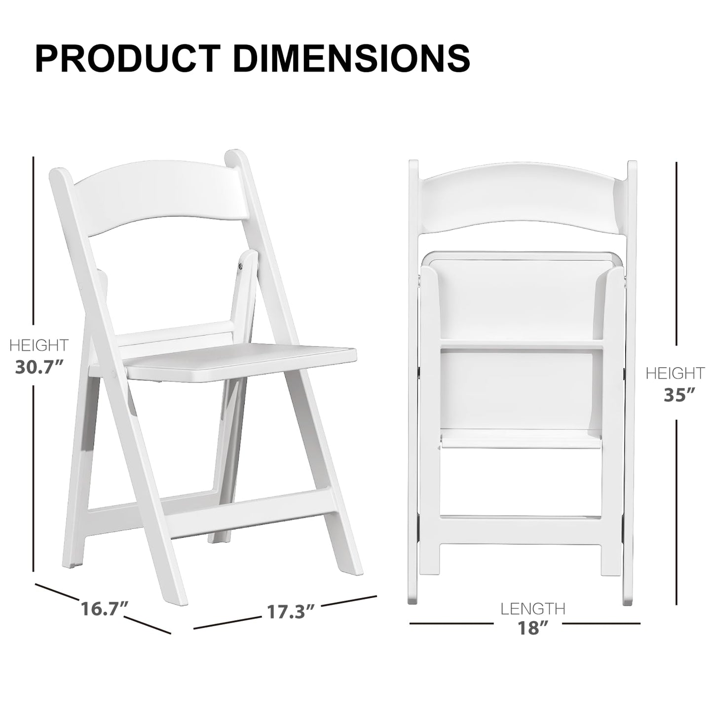IWDOO 32 Pack Resin Folding Chairs with Cushion - White Folding Chairs, Lightweight Plastic Chairs, Comfortable Foldable Chairs for Wedding, Party, Home, Event, Indoor/Outdoor Use, 600lbs Capacity