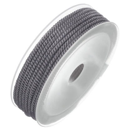 HARFINGTON Twisted Nylon Twine Thread Beading Cord 3mm 7M/23 Feet Extra-Strong Braided Nylon String for Crafting Bracelets Jewelry Making, Grey