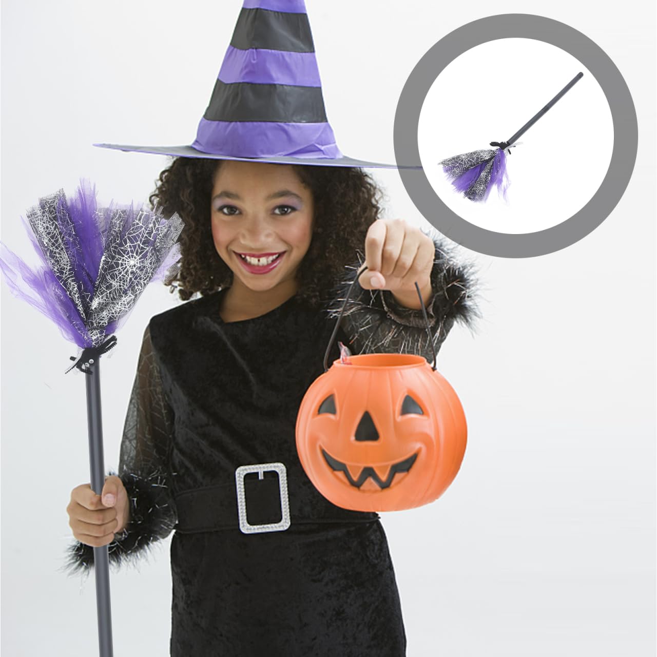 Purple Wizard Broom for Halloween Decorations 76cm Plastic Witch Broomstick Prop for Party Cosplay Wizard Flying Stick for Teens Adults Halloween Party Cosplay Supplies