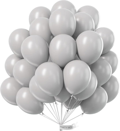 PartyWoo Gray Balloons - 50pcs 12-Inch Matte Gray Latex Helium Balloons for Celebrations