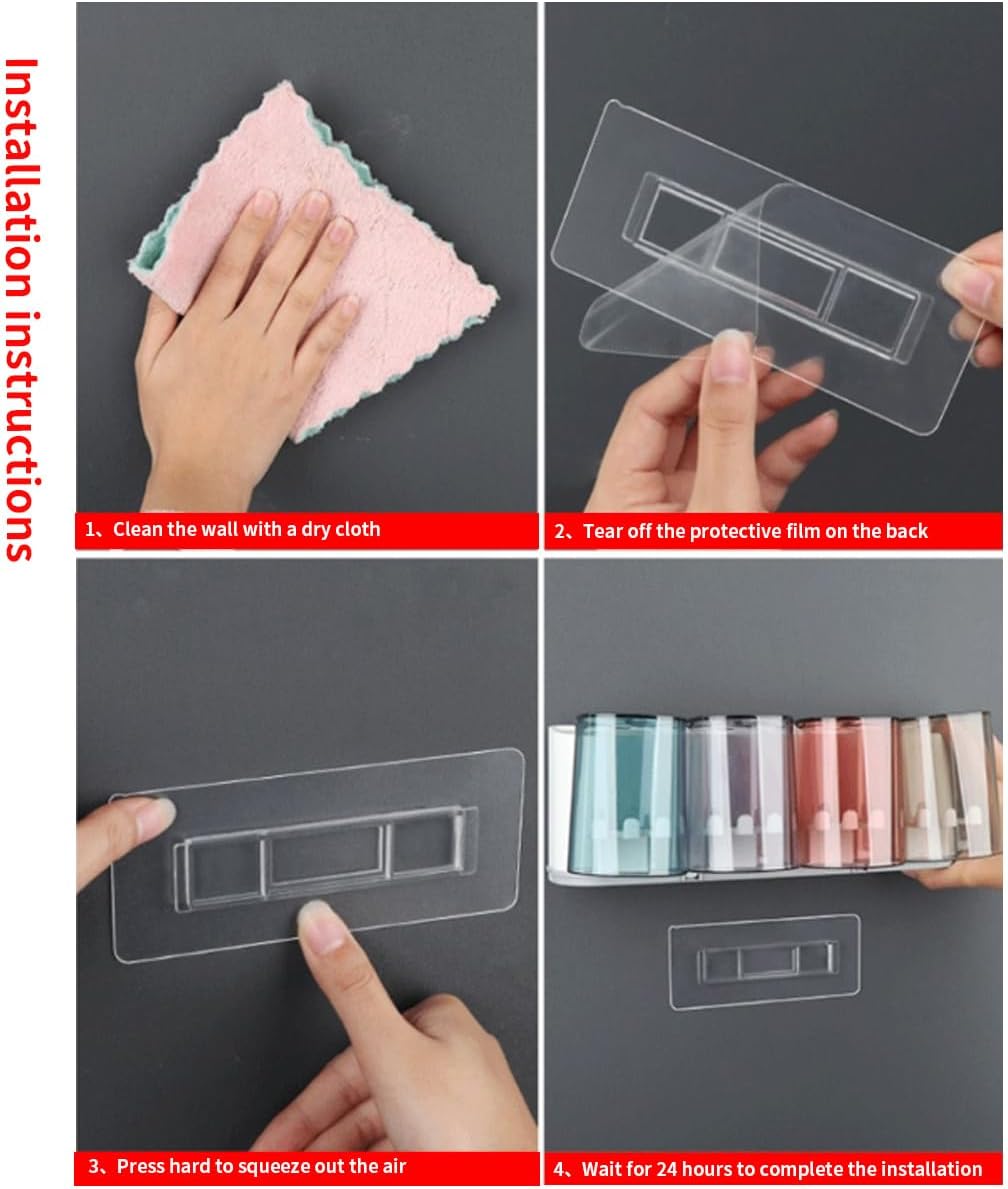 CARURLIFF 2 ShelvesSet 4 PCS Rectangular Shower Caddy Adhesive Replacement for Kitchen Bathroom Transparent