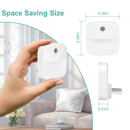 6 Pack Night Light Plug in, White LED Nightlights with Smart Dusk to Dawn Sensor, Plug into Wall Nightlights Suitable for Bedroom, Bathroom, Hallway, Kitchen, Stairs, Kids, Adults