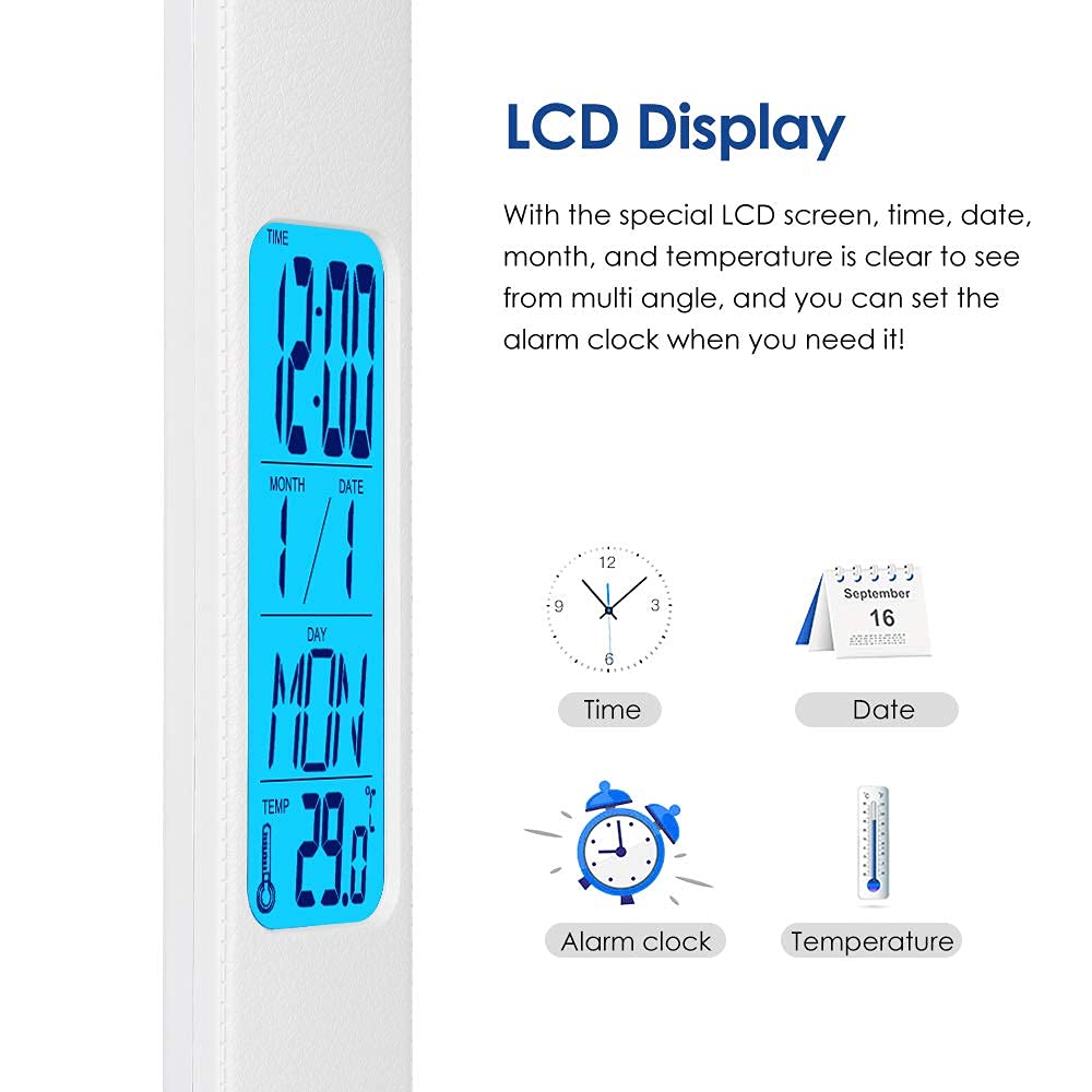 Multifunctional LED Desk Lamp with Wireless Charger,USB Charging Port,Clock,Phone Holder,Desk Lamps for Home Office,Eye-Caring Reading Lamp,Study Lamp for Boys,Girls,Teens,White
