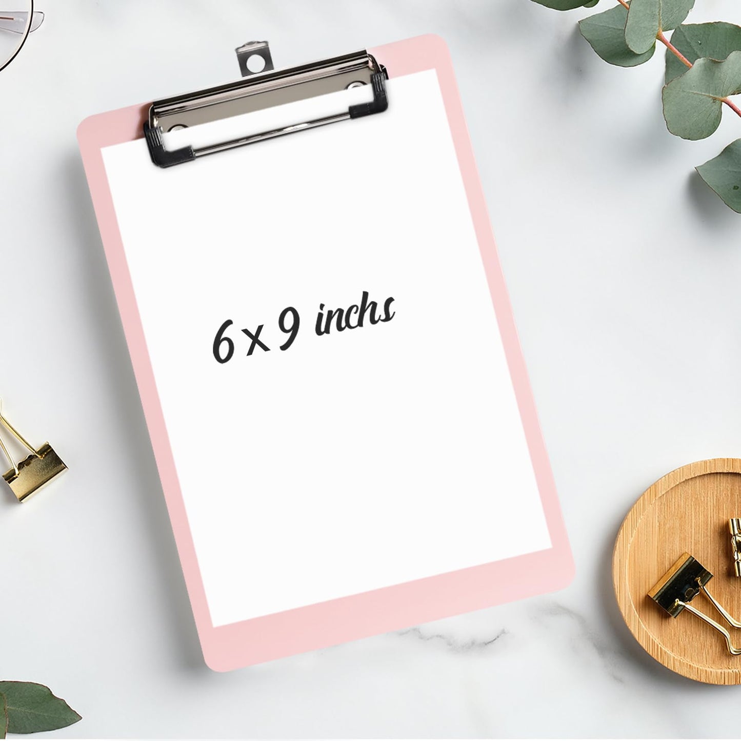 Red Marble Small Plastic A5 Clipboard - Standard Size Memo Clip for Classroom, Office, Women - Low Profile Mini Clipboard 6" x 9"