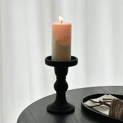 Candlestick Holders Black Candlestick Dining Table Atmosphere Decoration Ornament Candle Holder Candle Holders(Medium)