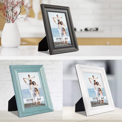 LaVie Home 5x7 Picture Frames - Rustic Wood Grain Photo Frame Set (3 Pack, Assorted Colors)
