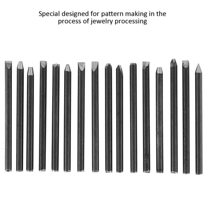 Metal Jewelry Anvil Chisel, Repousse Copper Carving Curved Steel Punch Ring Customize Je,Anvil Chisel Equipment Kit For Jewelry Processing Making Carving Tools (16 pack)