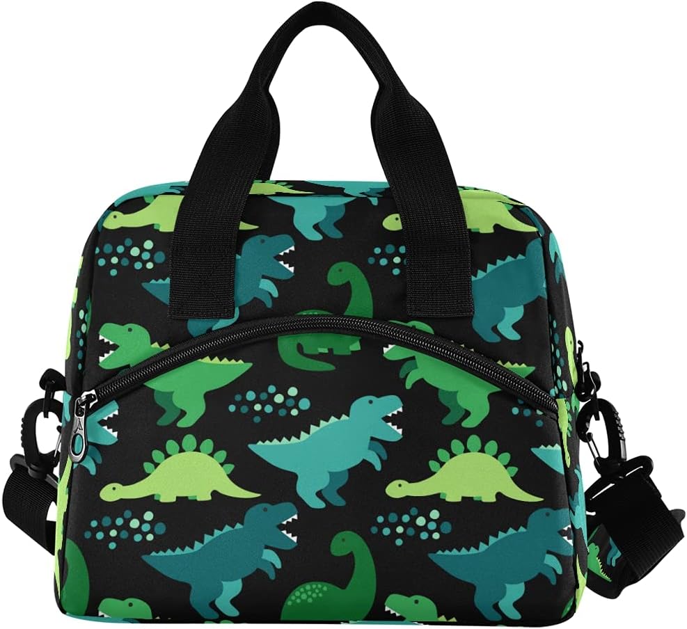 Cute Dinosaur Lunch Bag - Insulated Tote with Shoulder Strap for Office Work and Picnic
