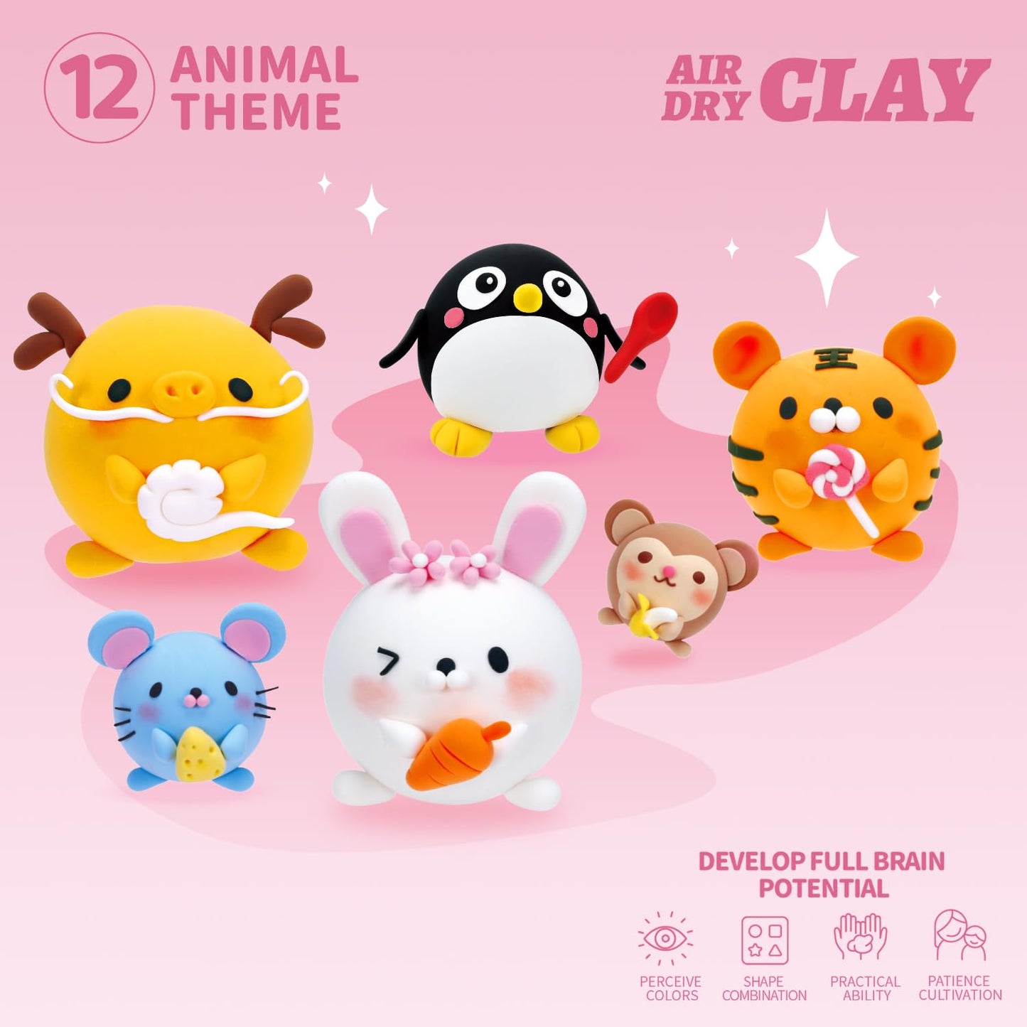 LOUFOR Air Dry Clay Kits - Modeling Clay for Kids, Ultra Light & Soft, Safe & Non-Toxic, DIY Airdryclay Kit with Sculpting Tools and Tutorials, Creatible Art Crafts Toys Gifts for Boys Girls