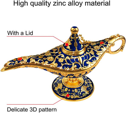 Vintage Legend Aladdin Lamp Magic Genie Wishing Light, Collectable Rare Classic Arabian Costume Props