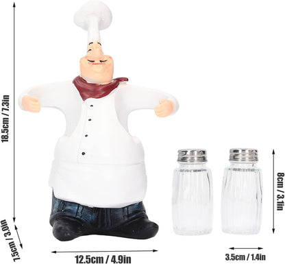 Small Resin Chef Statue Salt Shakers, Cute Figurines Spice Jars for Restaurant Kitchen Decoration
