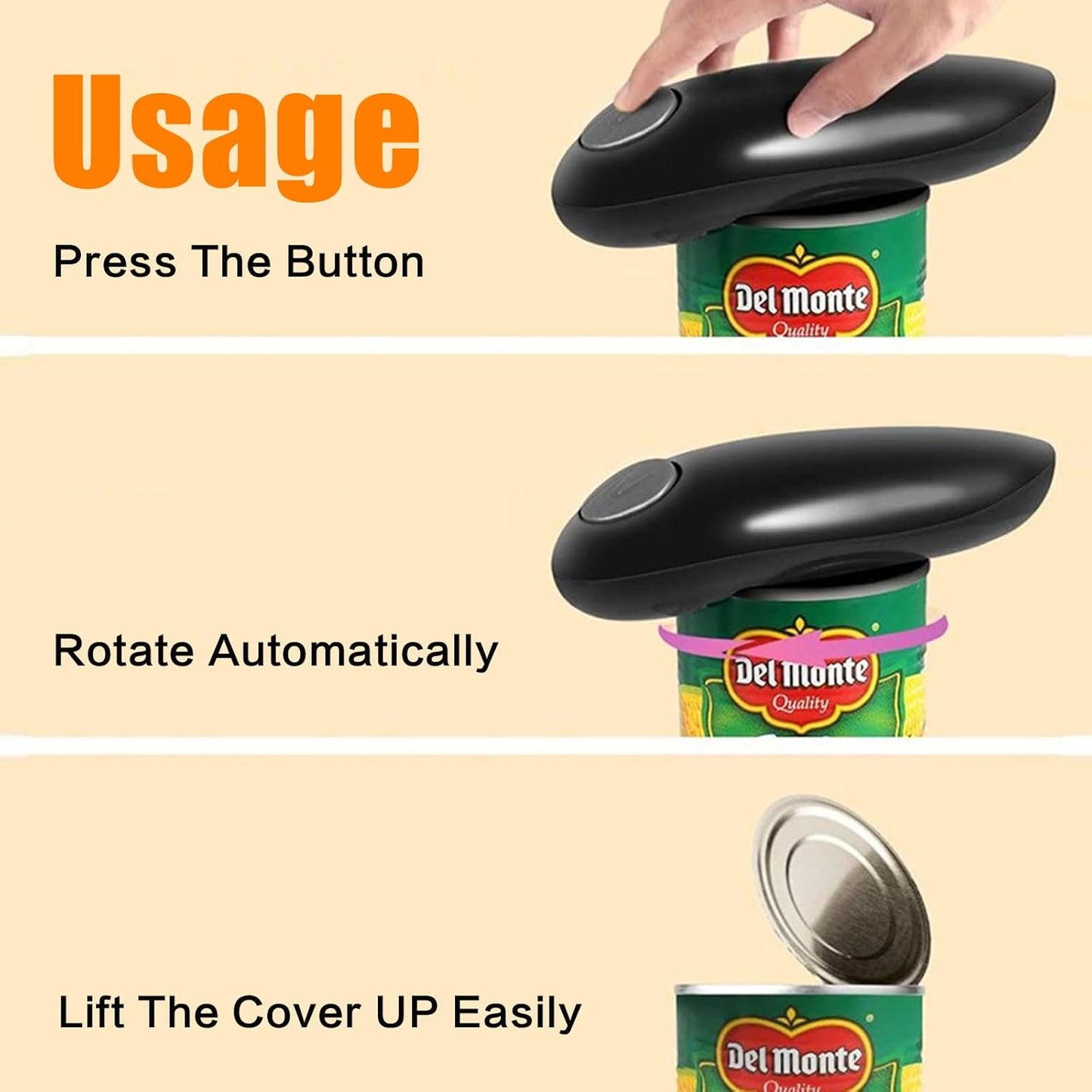 Electric Can Opener, Automatic Hands-Free Smooth Edge Can Opener for Home Kitchens and Seniors, Battery Operated