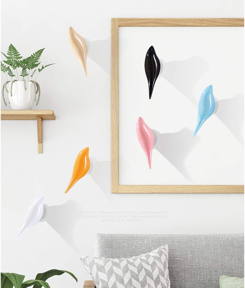 DesignSter Premium Resin Bird Coat Hooks - Set of 5 Decorative Wall Mounted Hangers for Home, Living Room, Bedroom, Shop
