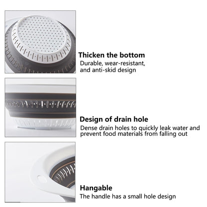 Collapsible Colander and Strainer,Silicone Strainer Colanders & Food Strainers,for Vegetable and Fruit, Kitchen Essentials (2, White, 1.3L+2.5L)