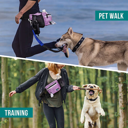 PetAmi Dog Fanny Pack, Treat Pouch for Dog Walking, Training, Built in Poop Bag Dispenser, Water Bottle Holder, Collapsible Bowl, Pet Treat Waist Belt for Hiking, Running, Kibbles (Camo Black)