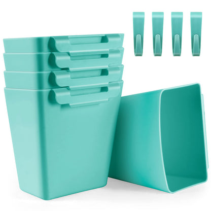 LEZIOA 5 Pack Hanging Cup Holders, Multipurpose Rolling Cart Accessories Utility Cart Accessories for Art Craft Supplies, Space Saving Hanging Storage Basket Pencil Holder Makeup Organizers (Blue)