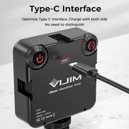 ULANZI VL-81 3000mAh Bi-Color LED Video Light w Softbox - 3200K-5600K+CRI95 Rechargeable Camera Light, 3 Cold Shoe Mount for DSLR/GoPro/Sony/Canon/iPhone, Vlog Filming TikTok Live & Photography