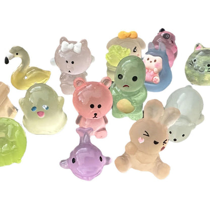 Nixegym (100PCS) Mini Glow in The Dark Animal Resin Models, Mystery Resin Animals Blind Bag for Birthday Party Gift, DIY Crafts, Ornaments, Random Design