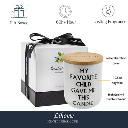 Lihome Mothers Day Gifts for Mom from Daughter Son, Funny Mother's Day, Fathers Day, Birthday, Thanksgiving Gifts, Vanilla Coconut Candles(11.5oz)