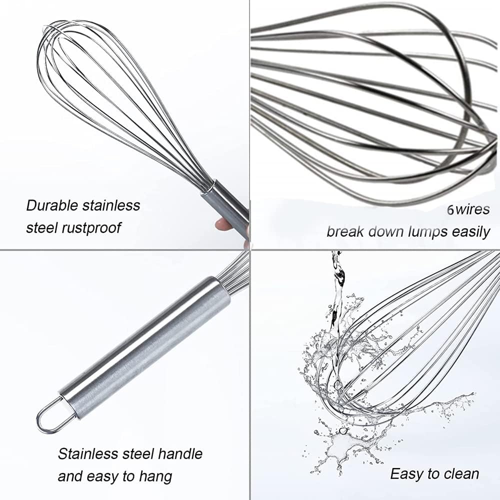 Utoolmart Whisk, 8 Inch Stainless Steel Egg Wire Whisk, Professional Kitchen Tool for Cooking and Baking