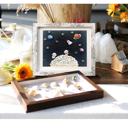 Houstimi Rustic 8x8 Shadow Box Frame White Shadow Box Display Case Made of Solid Wood and Real Glass Internal Depth 0.6 inches for Wall Or Tabletop（3 Pack）