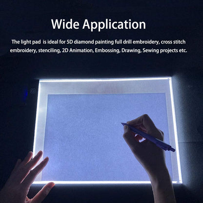 A4 Light Pad for Diamond Painting - Sponake Light Board Tracing with 3 Level Brightness Apply to Full Drill & Partial Drill 5D Diamonds Art - Craft, Sketching, Animation,Weeding Vinyl