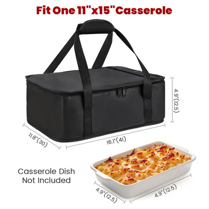 Bodaon Insulated Casserole Carrier Bag - Keeps Food Hot or Cold | Fits 9x13 & 11x15 Inch Dishes - Black