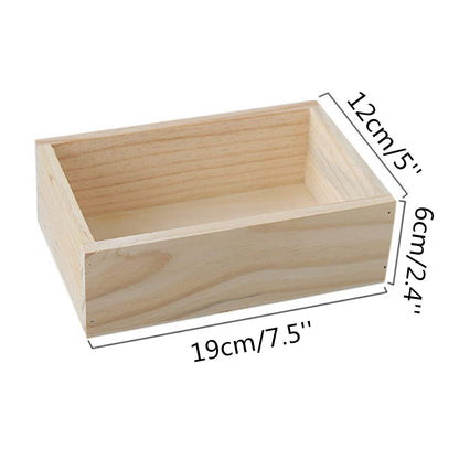 LONG TAO 2 Pcs 7.5" × 5" × 2.4" Natural Wooden Succulent Planter Plant Container Box Window Boxes Rectangular Flower Pot Storage Box for Indoor Outdoor Home Venue Decor