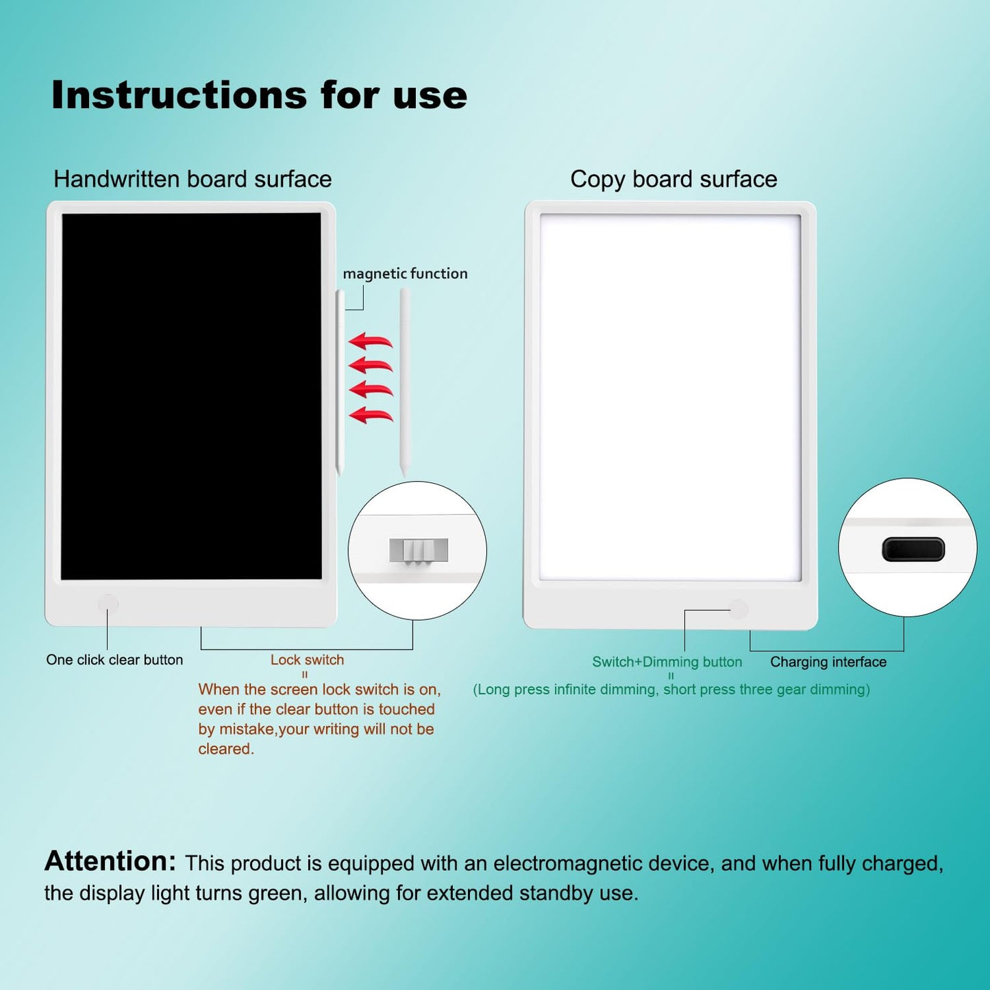 Upgraded A4 LCD Written Tablet LED Copy Board, Ultra-Thin Dimmable USB Charging Writing Tablet Copy Board 2 in 1 Light Pad for Memo, Diamond Painting, Tattoo, Drawing, Graffiti, Stencil Making