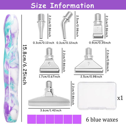 Praise V Do Diamond Painting Art Drill Pen Kit with Screw Steel Rose Metal Tip Nibs Placers Tool Accessories, Ergonomic Diamond Art Pen for 5D Diamond Paint Bead Dot PurpleLtblue