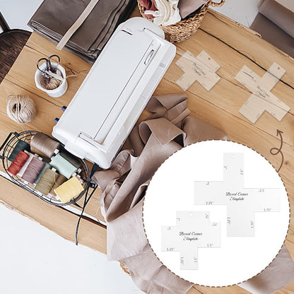 INFUNLY 2pcs Boxed Corner Template 2 Size Cutting Corners Template 0.75"-1.5"/1.75"-2.5" Clear Acrylic Quilting Box Corner Stencil Ruler Sewing Tools Set for Beginners Curve Bag Pocket DIY Sewing