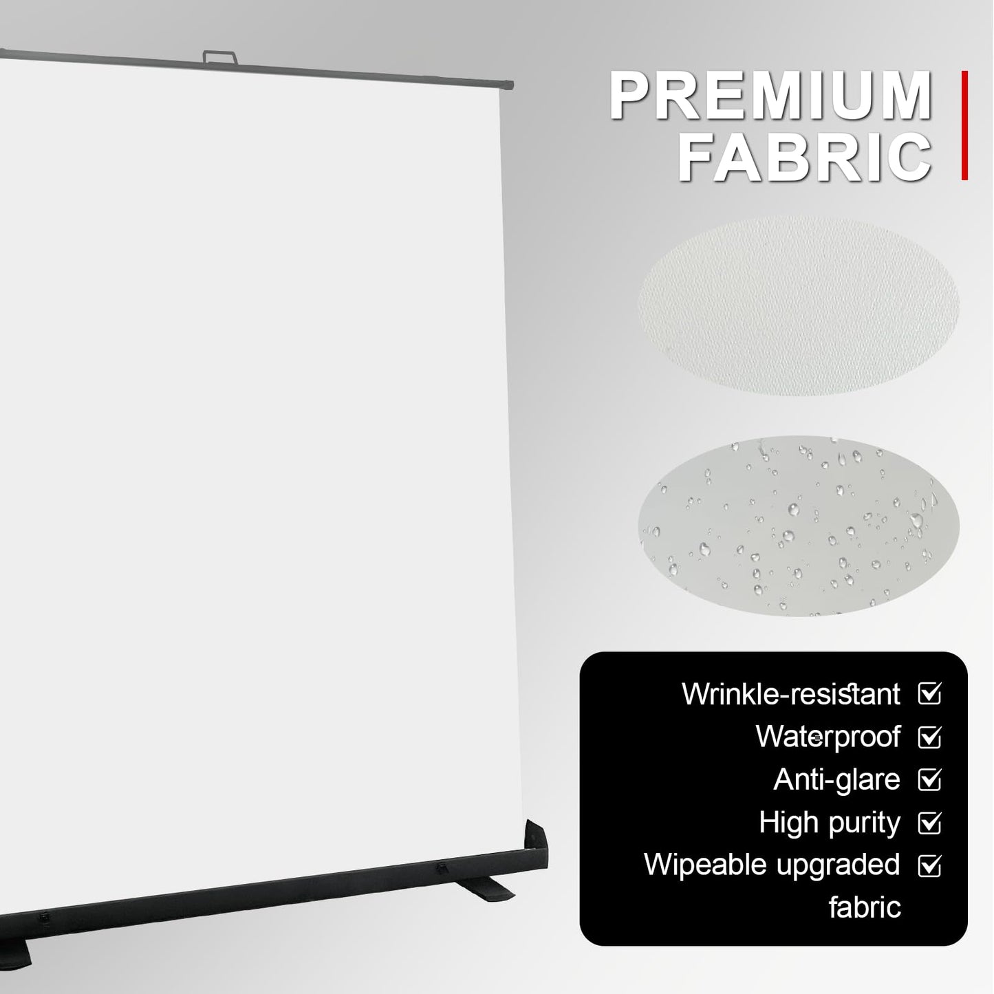 LIHONG Large White Screen Collapsible Chroma Key Backdrop,Portable Retractable Photo Background with Stand for Video, Live Game,Streaming,Wrinkle Resistant Fabric,Pull-up&Down Style (78.7x78.7 in)