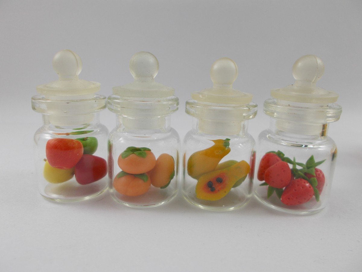 12 pc Lot of Miniature Fruit Food Vegetable Dollhouse Fruit in Mini Bottle Fruit Mix Collection