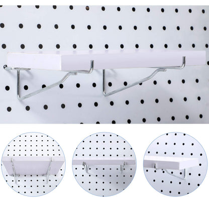 Hotop Pegboard Shelf Hooks Metal Pegboard Shelf Brackets Kit 1/8, 3/16 Peg Board Organizer Accessories Shelves and Baskets Brackets Storage Rack for Art Craft Room, Kitchen, Office(8 Pieces,6 Inch)