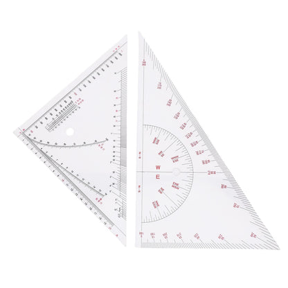 Klanata Large 405mm Marine Navigation Triangle Ruler & Protractor Set, Crystal Clear Acrylic Chart Plotting Tools for Boats and Yachts, Professional Nautical Drafting Tool (15.9in)