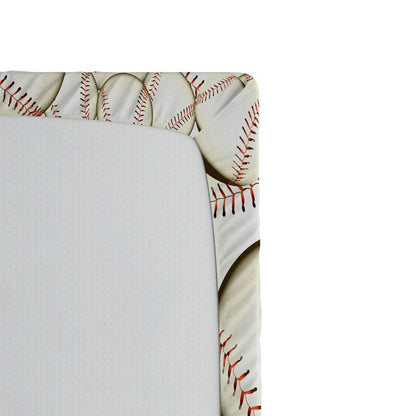 Ambesonne Baseball Fitted Sheet, Pattern of Baseball Balls Background Home Run Rules of The Game Success Score Print, Bed Cover with All-Round Elastic Deep Pocket for Comfort, Twin Size, Cream Red