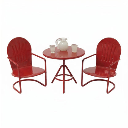 6 PCS Miniature Bistro Table & Chairs Set with Milk Pitcher Cups, 1 12 Scale Dollhouse Furniture Fairy Garden Patio Decoration Accessories