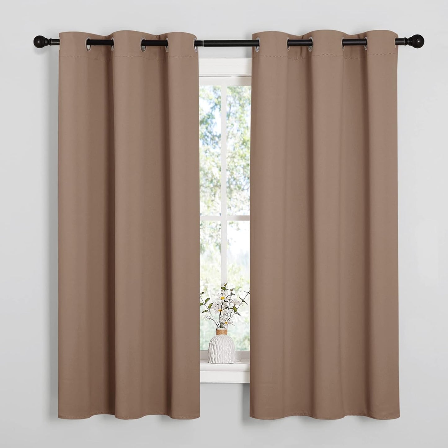 NICETOWN Blackout Curtains - Thermal Insulated Grommet Drapes for Bedroom | Set of 2 Panels, 42x63 Inch, Cappuccino