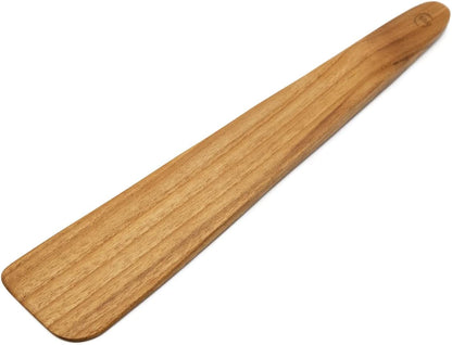 FAAY 13" Flat Wooden Spatula for Cast Iron, Egg Flipper, Handcrafted from Golden Teak for Non-Stick Cookware
