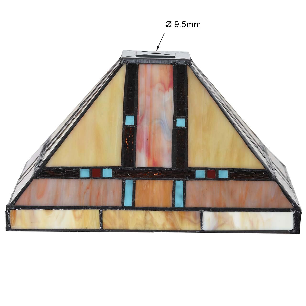 Bieye S10798 Tiffany-Style Stained Glass Mission Lampshade - 10-Inch Wide - Iridescent Elegance