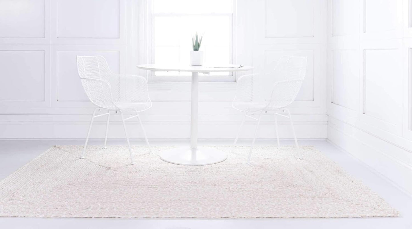 Unique Loom Braided Chindi Collection Area Rug - Layer, Ivory/Beige (2' x 3' 1" Rectangle)