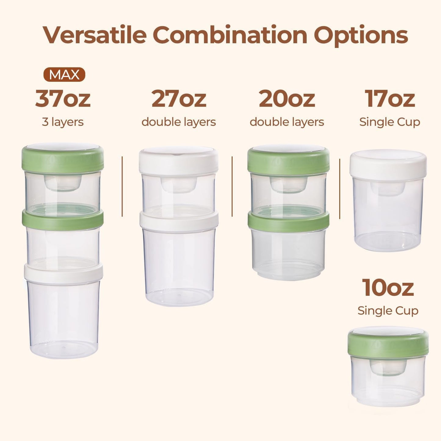 2 Pack 27 oz, ComSaf Overnight Oats Containers with Lids Plastic Yogurt Parfait Cups with Folding Spoons to Go, Salad