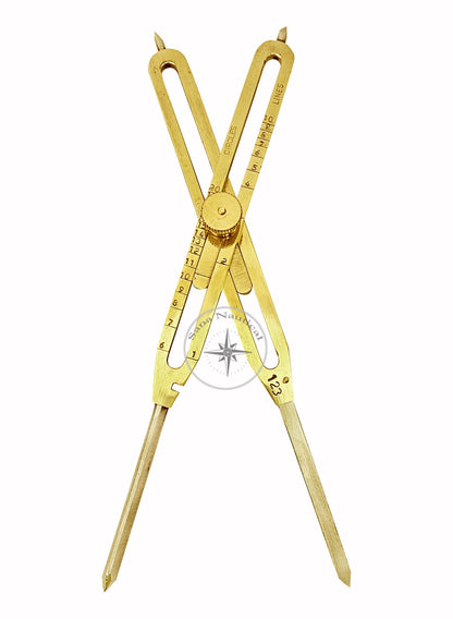 Sana Nautical Artist Proportional Scale Divider Drawing Tool Professional 12” Long Solid Brass with Heavy Duty Steel Point with with Leather case, Golden, M