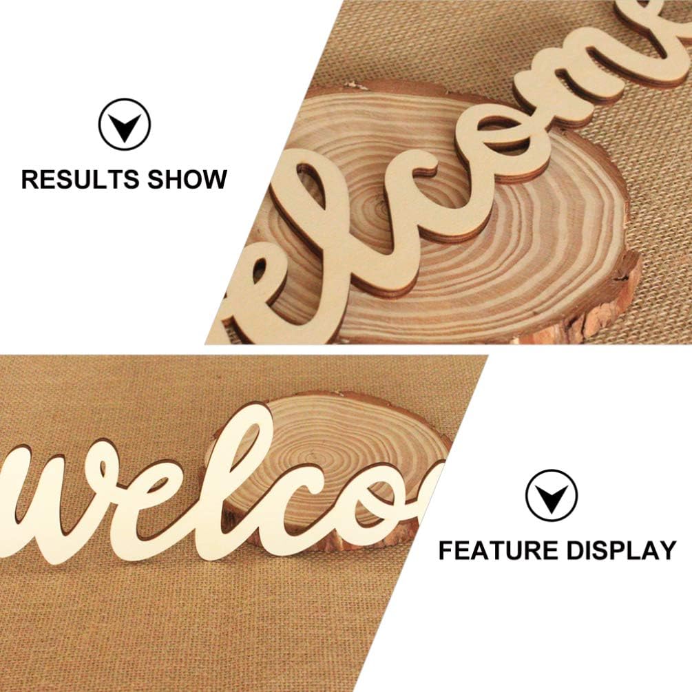 PRETYZOOM 10pcs Farmhouse Welcome Sign Cutout, Unfinished Letter Sign DIY Block Words for Home Wedding